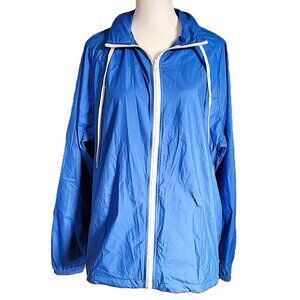 Charles River Women's Windbreaker Sz XL Blue Beachcomber Jacket Hooded Full Zip